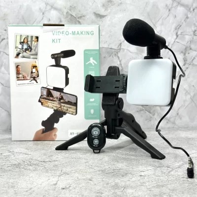 Kit streaming c/ panel led + tripode + microfono