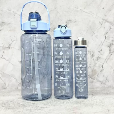 Set botellas 3 en 1 motivacionales cristal
