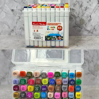 Marcadores doble punta c/ estuche 60 pcs