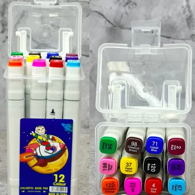 Marcadores doble punta c/ estuche 12 pcs