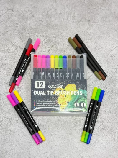 Marcador doble punta Dual tips 12 pcs