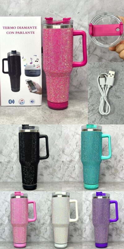 Jarro quencher brilloso 1200ML con parlante