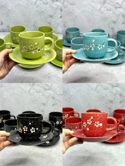 Kit de 12 piezas de tazas + platos floreados - Image 7