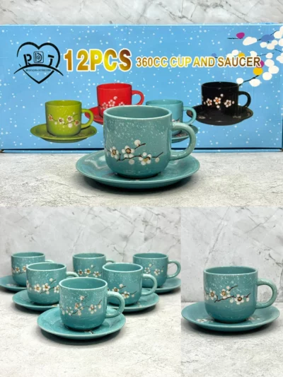 Kit de 12 piezas de tazas + platos floreados - Image 2