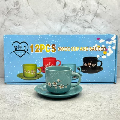 Kit de 12 piezas de tazas + platos floreados