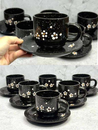 Kit de 12 piezas de tazas + platos floreados - Image 4