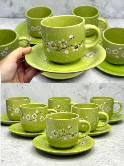 Kit de 12 piezas de tazas + platos floreados - Image 5