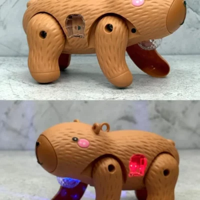 Capibara que camina con luz y musica