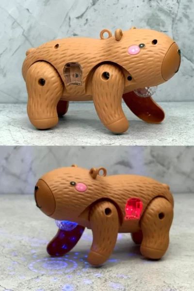 Capibara que camina con luz y musica