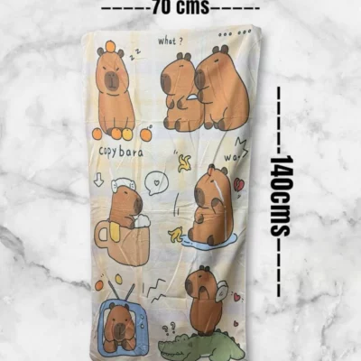 Toalla capibara y labubu importada