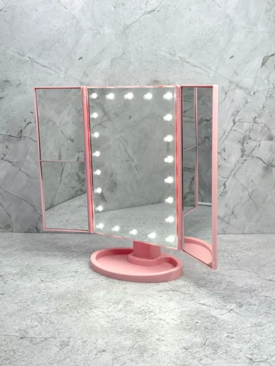 Espejo trítico para maquillaje con luz led y aumento