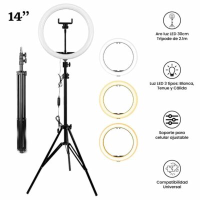 Aro luz led 14" 36cm blanco - Image 2