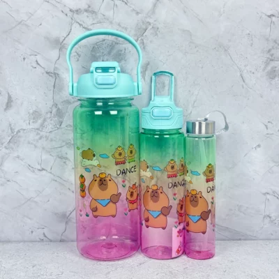 Botella motivacional 3 en 1 Capibara transparente