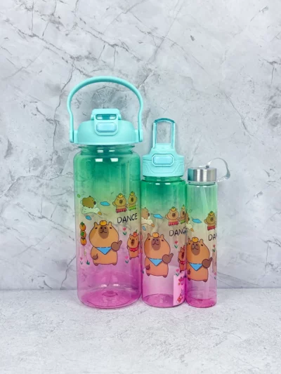Botella motivacional 3 en 1 Capibara transparente