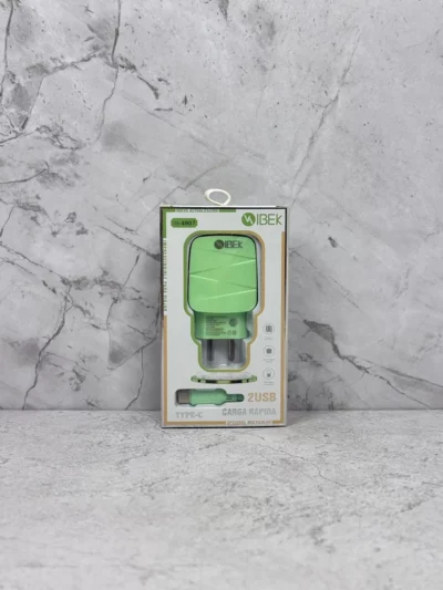 Cargador Ibek 2 Entradas Usb - Tipo C / IB-4807