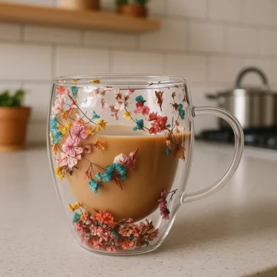 Taza floreada doble pared - Image 3